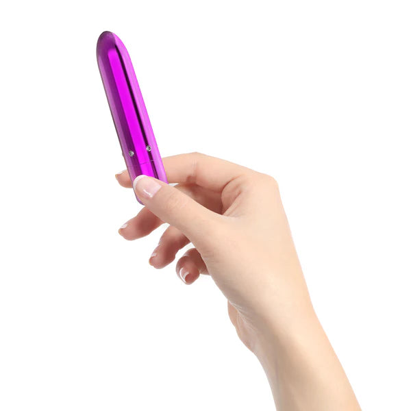 PowerBullet Pretty Point Vibrator, Purple, Bullet Vibrator in Hand