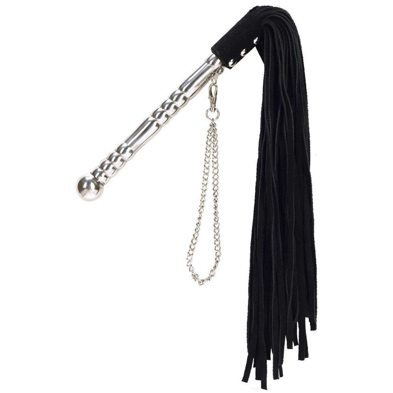 Punishment Black Flogger with Silver Handle, Product Image
