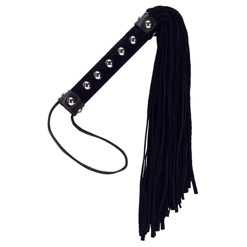 Punishment Large Studded Whip, Black, Product Image