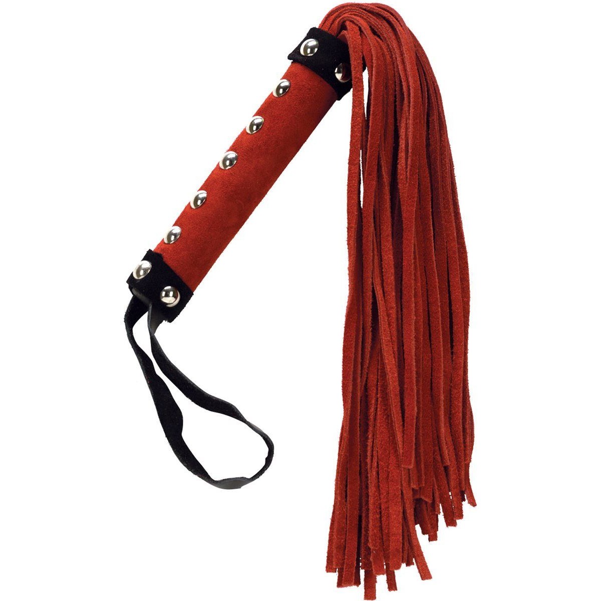 Punishment Large Studded Whip, Red, Product Image