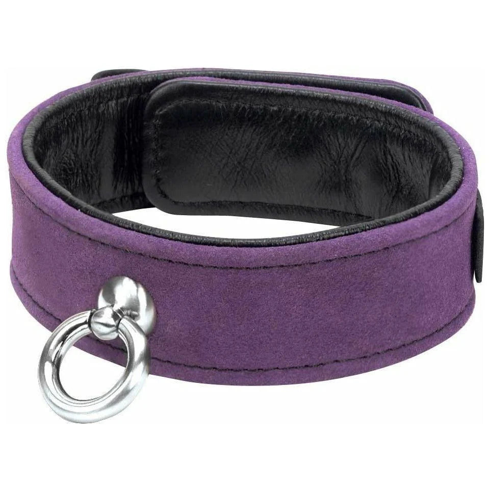 Punishment Purple Suede Bondage Collar, Product Image
