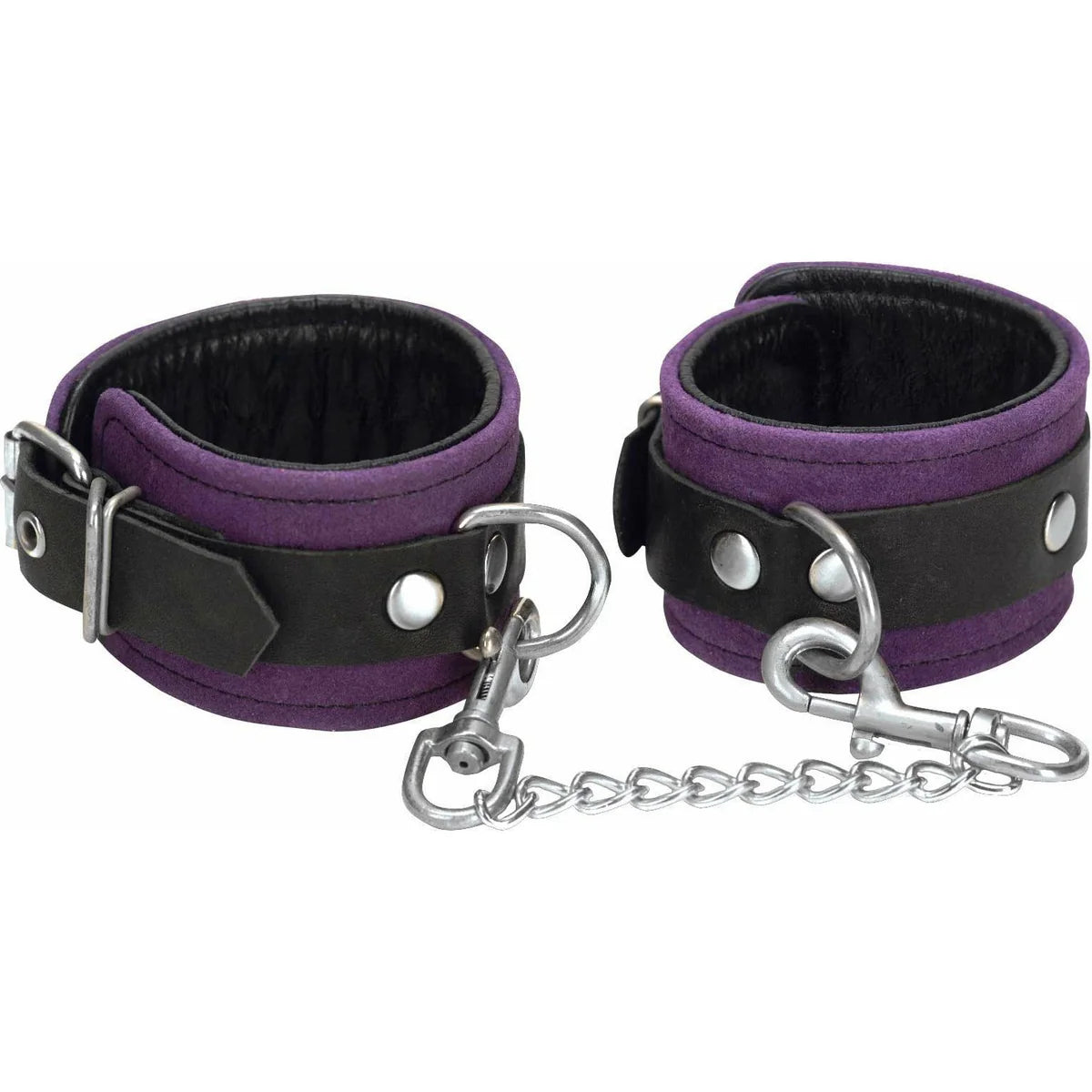 Punishment Purple Suede Wrist Cuffs, Product Image, Front View