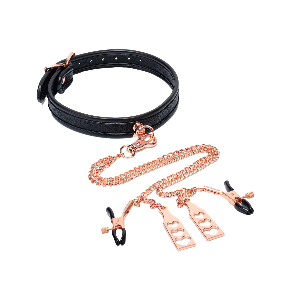 Punishment Rose Gold Choker & Nipple Clamps, Product Image