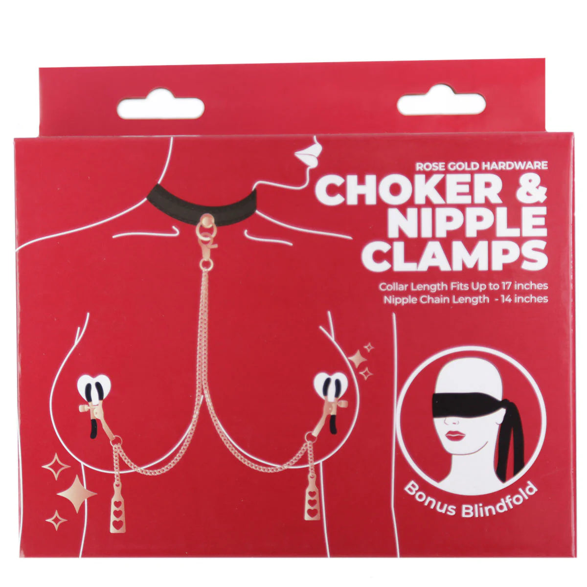 Punishment Rose Gold Choker & Nipple Clamps, Product Box, Front