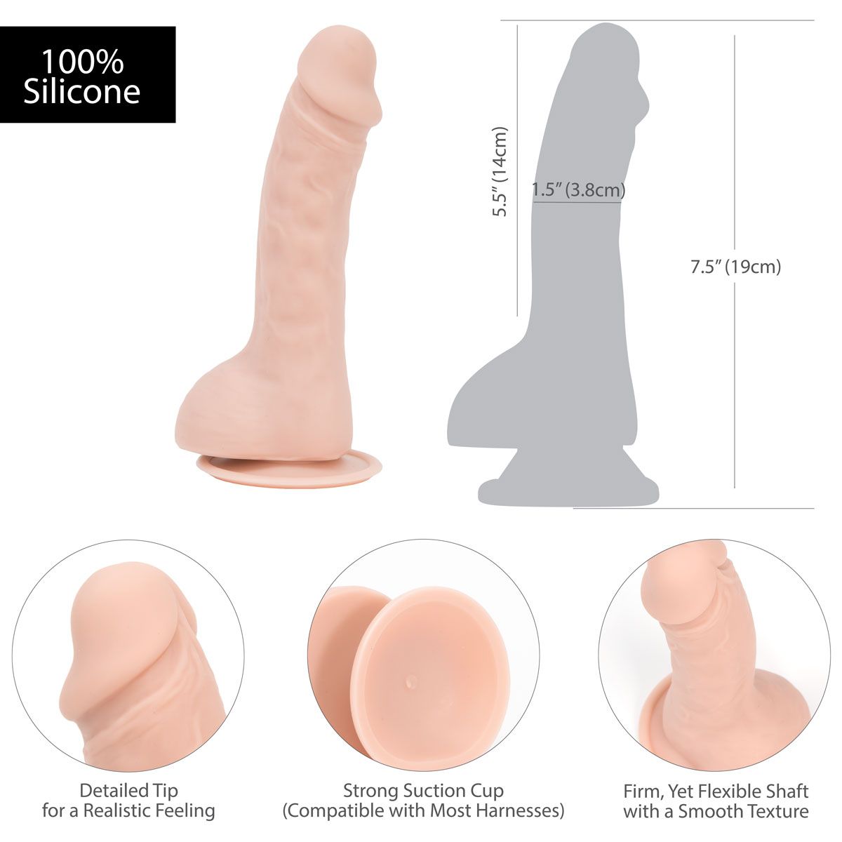 Pure Love 7.5-Inch Silicone Dildo