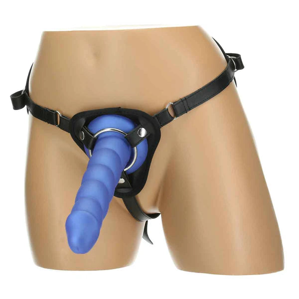 Pure Love 8-Inch Twisted Dong, Product with Strap-On Harness