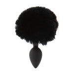 Pure Love Bunny Tail Silicone Butt Plug, Black, Product Image