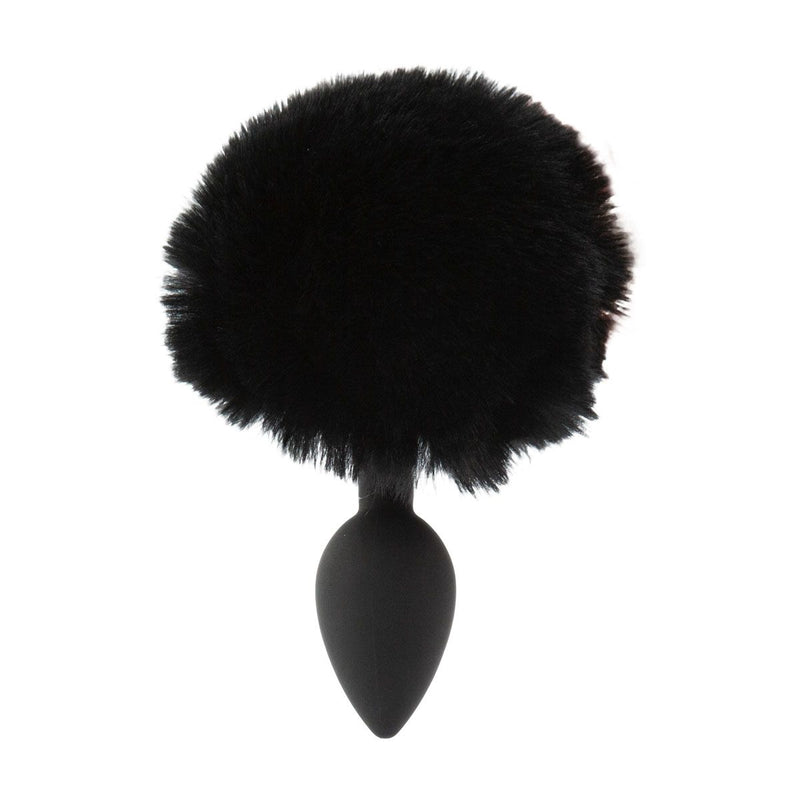 Pure Love Bunny Tail Silicone Butt Plug, Black, Product Image