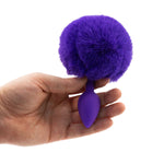 Pure Love Bunny Tail Silicone Butt Plug, Purple, Butt Plug in Hand