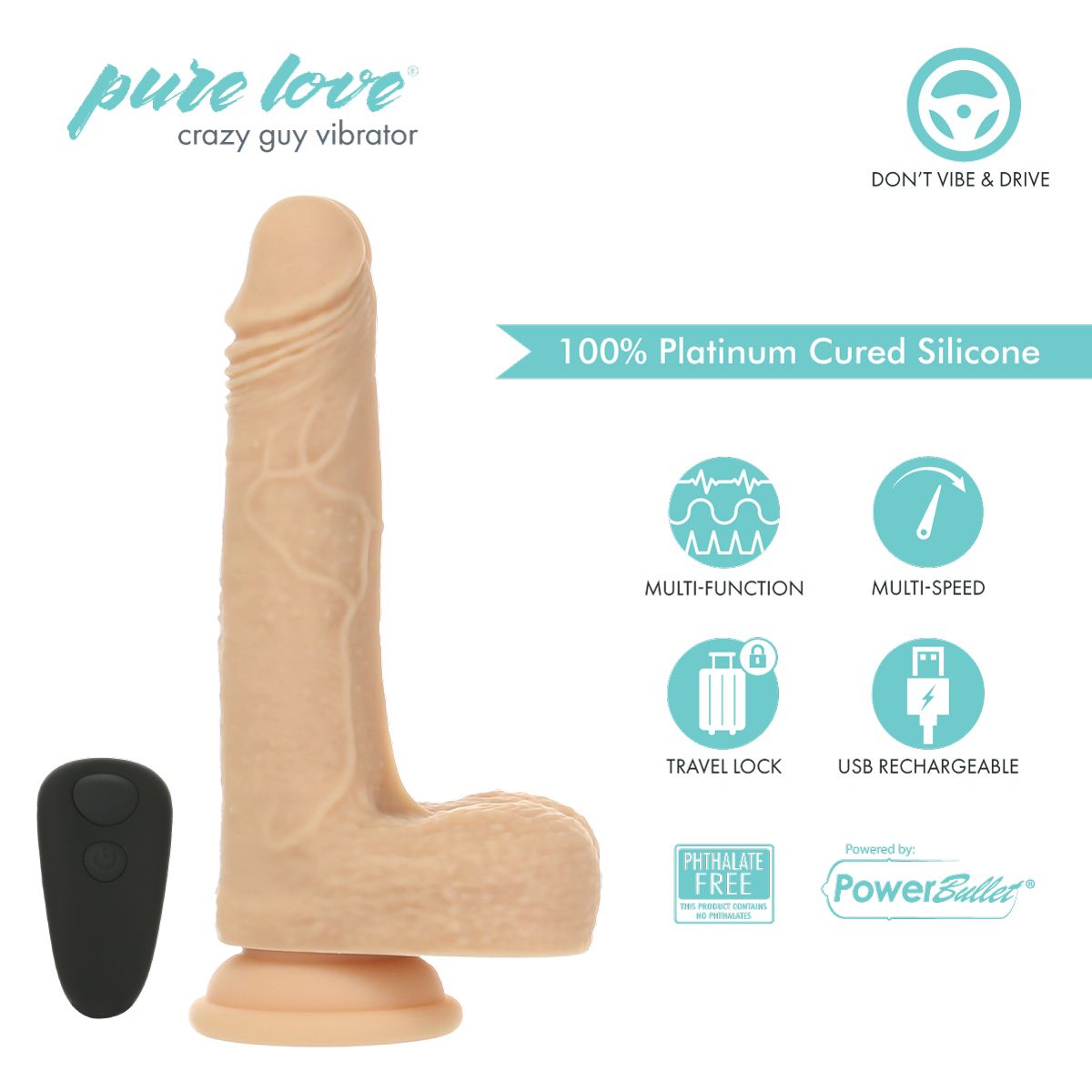 Pure Love 7-Inch Thrusting, Vibrating & Rotating Dildo