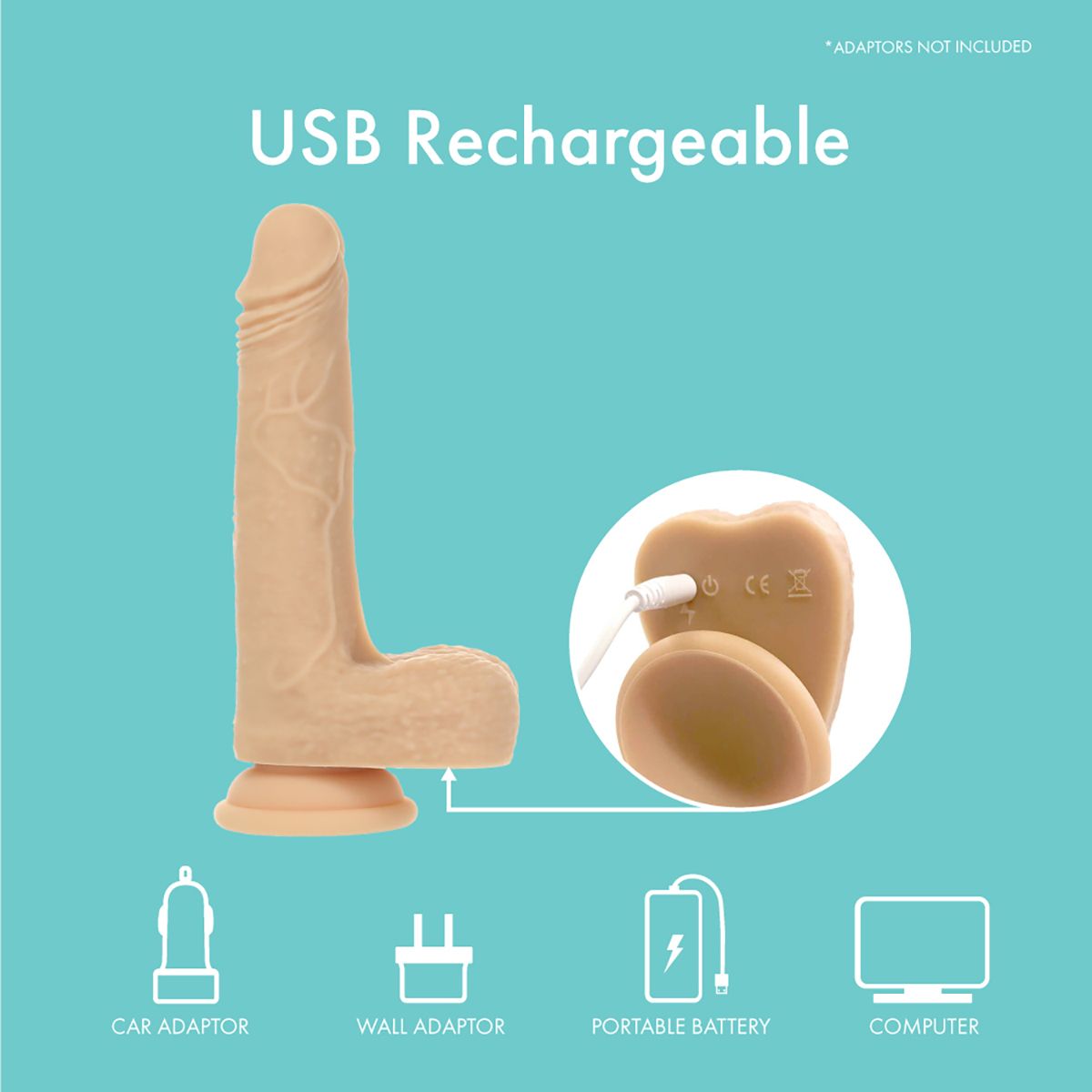 Pure Love Crazy Guy Thrusting, Vibrating & Rotating 7-Inch Dildo with Remote, USB Rechargeable