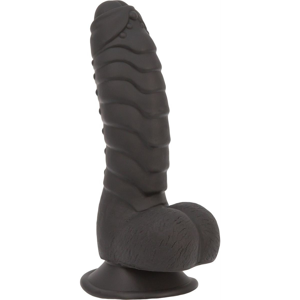 Pure Love Fantasy 7-Inch Silicone Dildo, Black, Product Image, Front Angle