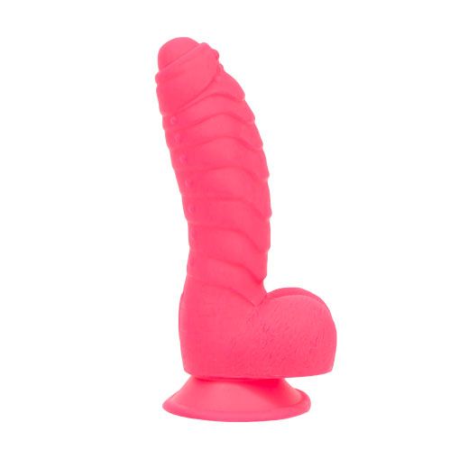 Pure Love Fantasy 7-Inch Silicone Dildo, Pink, Product Image, Side View