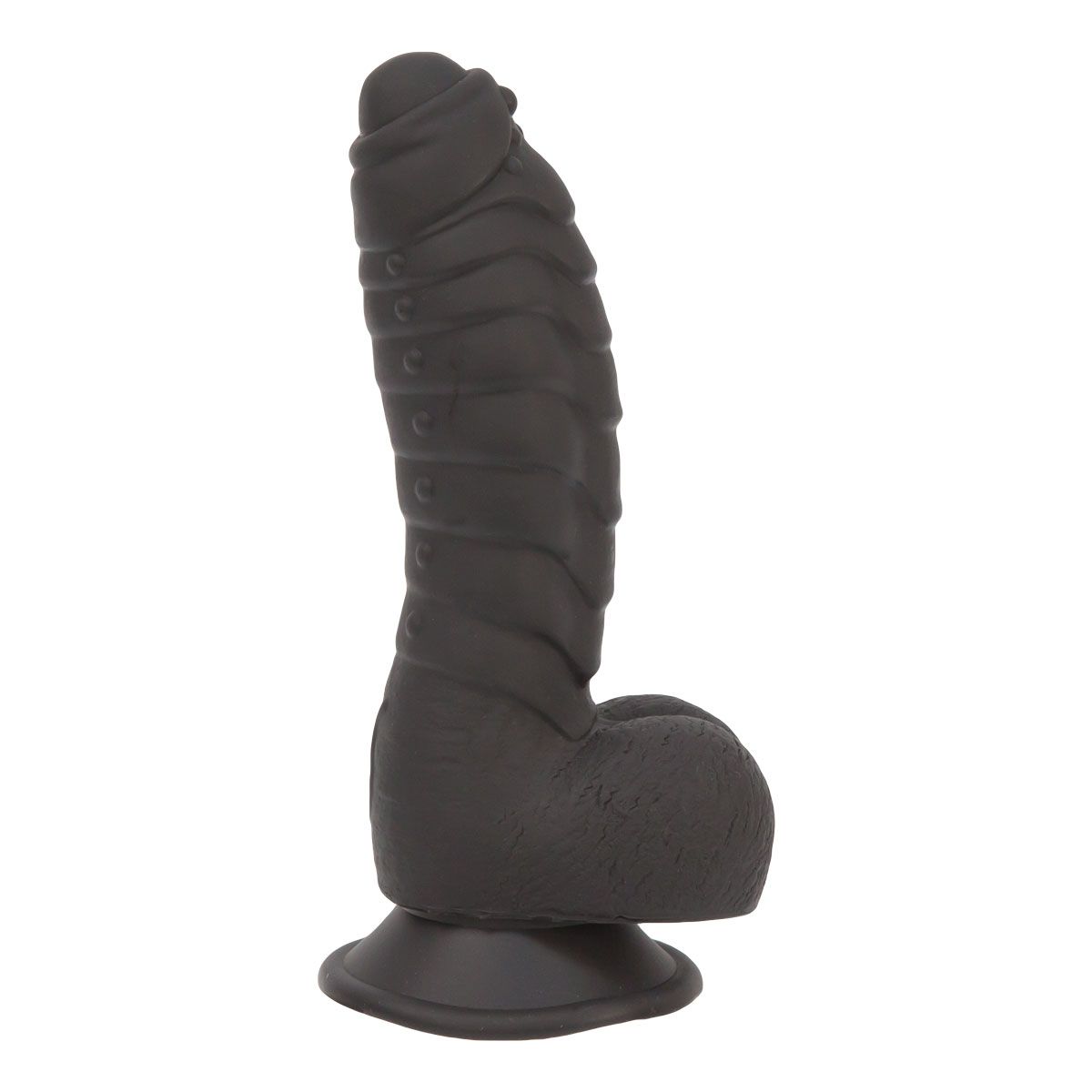 Pure Love Fantasy 7-Inch Silicone Dildo, Black, Product Image, Side View