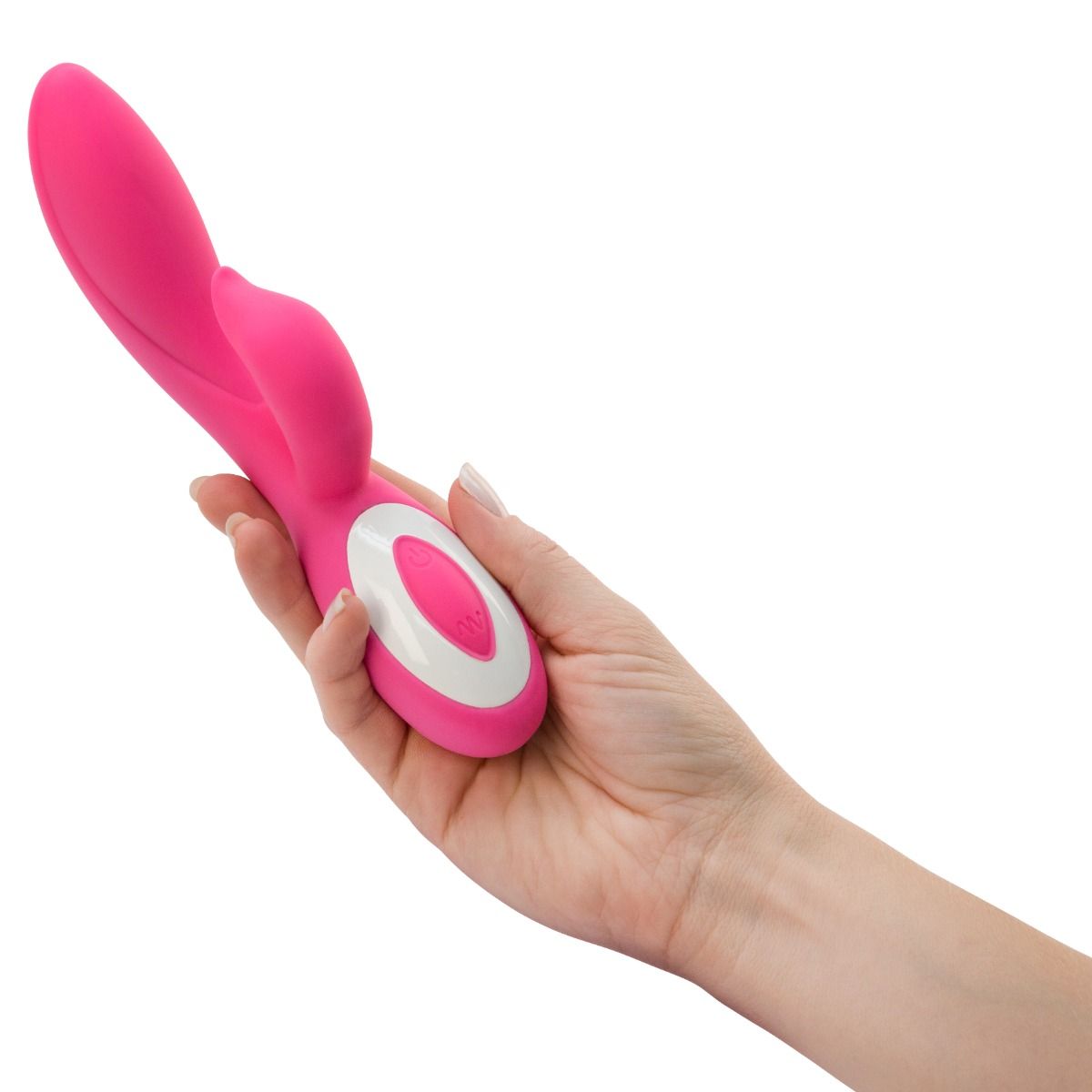 Pure Love G-Spot Rabbit Vibrator, Pink, Rabbit Vibrator In Hand