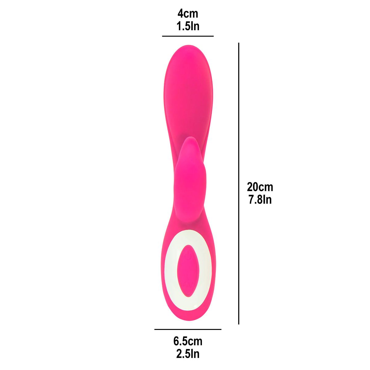 Pure Love G-Spot Rabbit Vibrator, Pink, Product Measurements