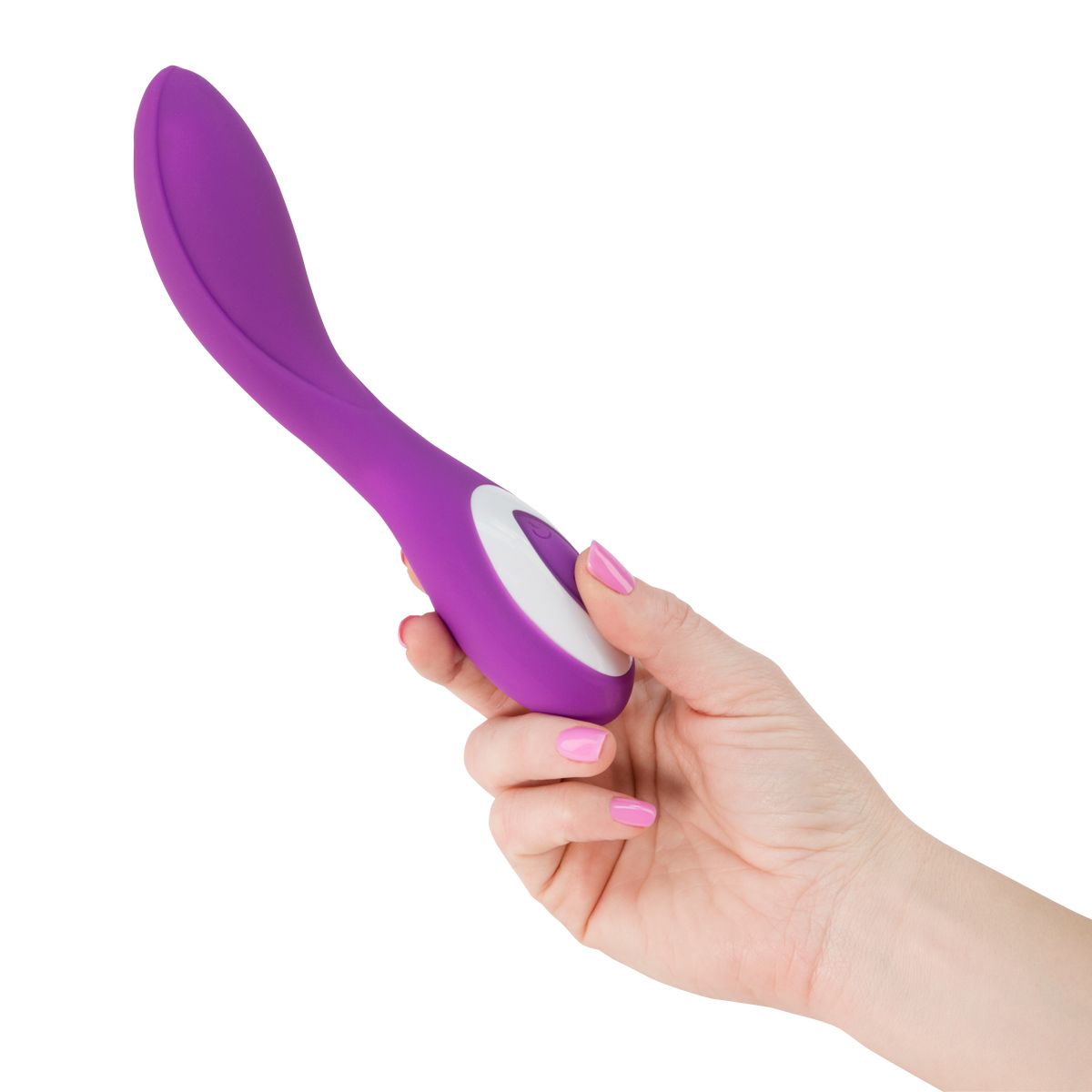 Pure Love G-Spot Vibrator, Purple, Vibrator in Hand