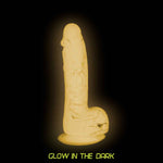 Pure Love Glow-In-The-Dark 7.5-Inch Silicone Dildo, Pink, Glow Feature