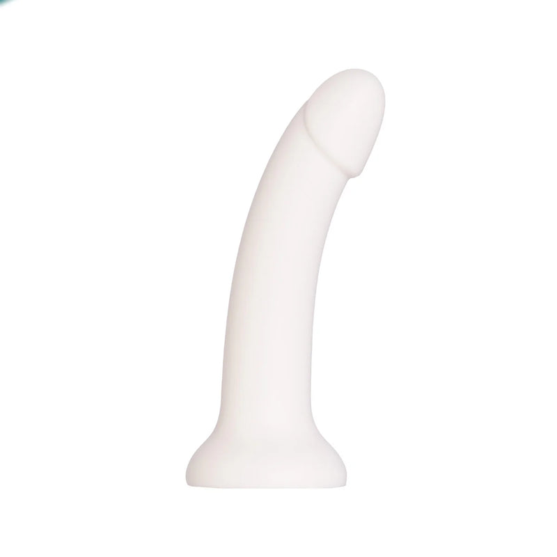 Pure Love Liquid Silicone Curved Dildo, White, Product Image, Side