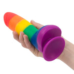 Pure Love Pride 8-Inch Silicone Dildo, Dildo in Hand