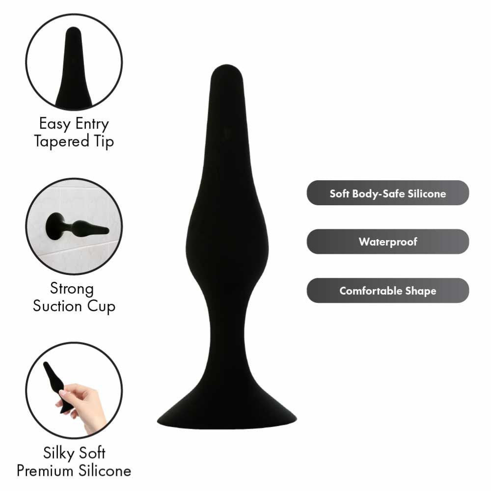 Pure Love Silicone Butt Plug, Black, Product Details