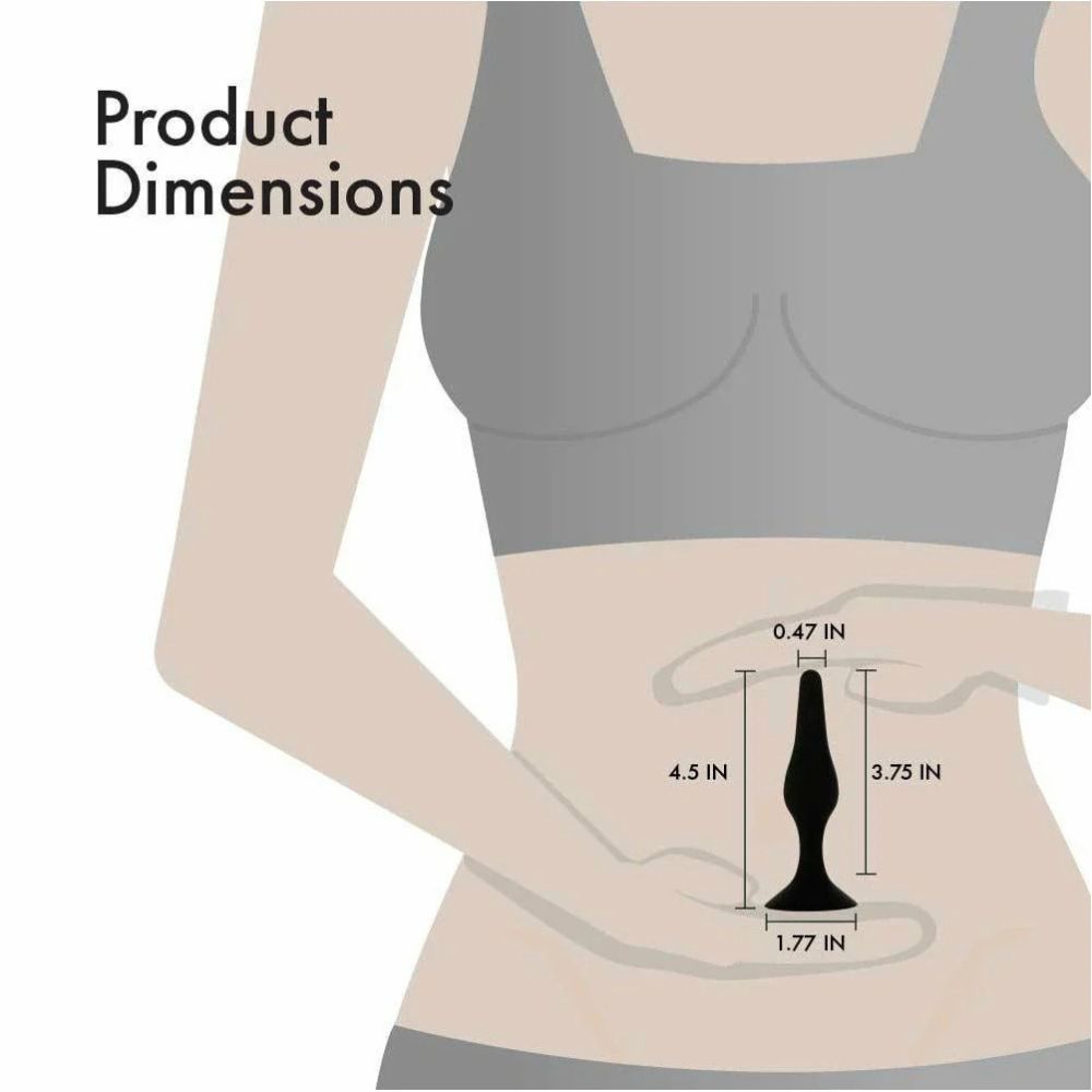 Pure Love Silicone Butt Plug, Black, Product Dimensions