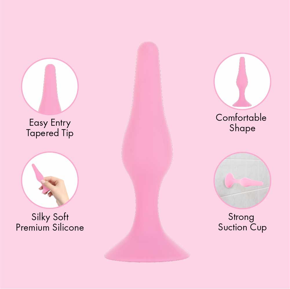 Pure Love Silicone Butt Plug, Pink, Product  Details