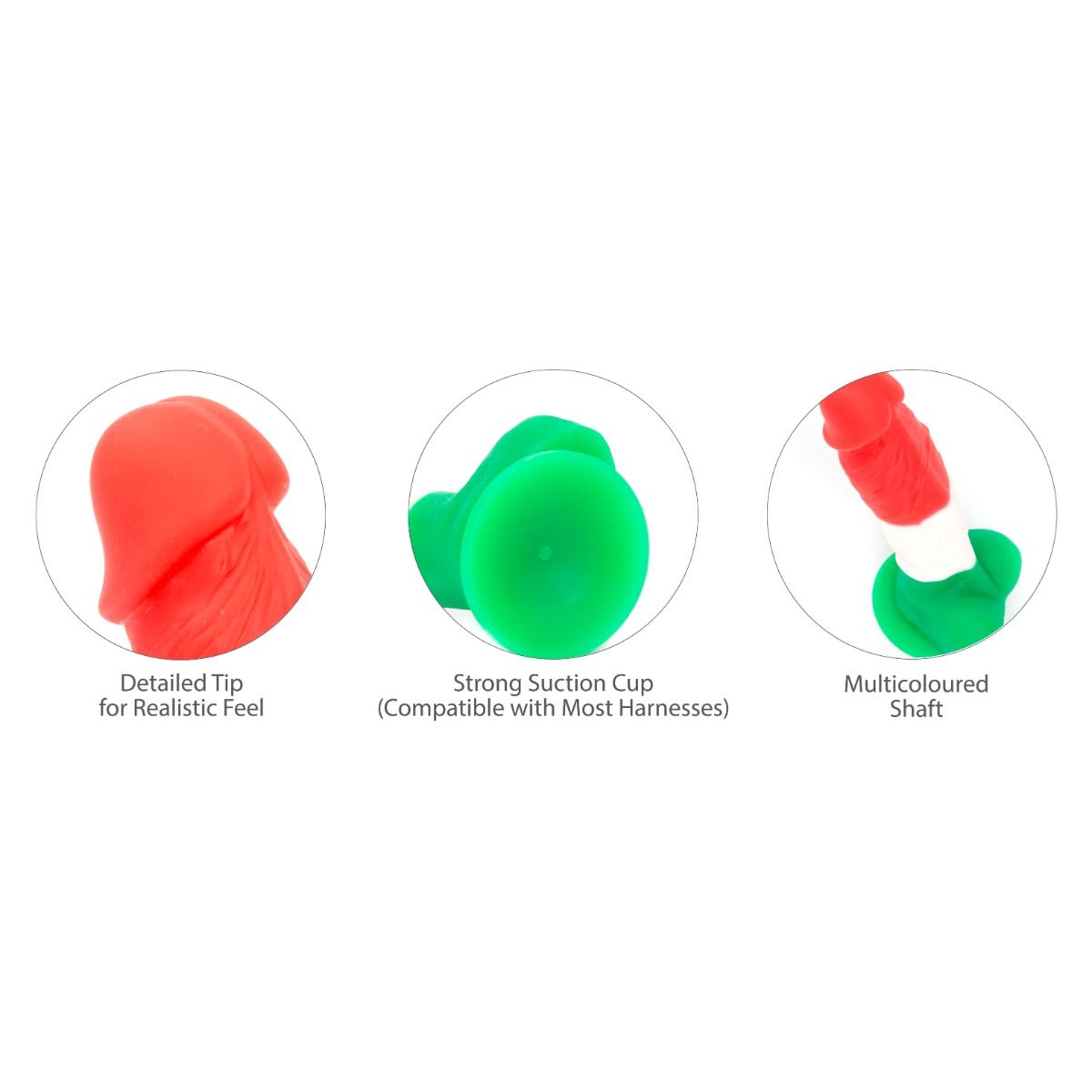 Pure Love Tri-Colour 7-Inch Silicone Dildo, Product Features
