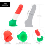 Pure Love Tri-Colour 7-Inch Silicone Dildo, Product Measurements & Features