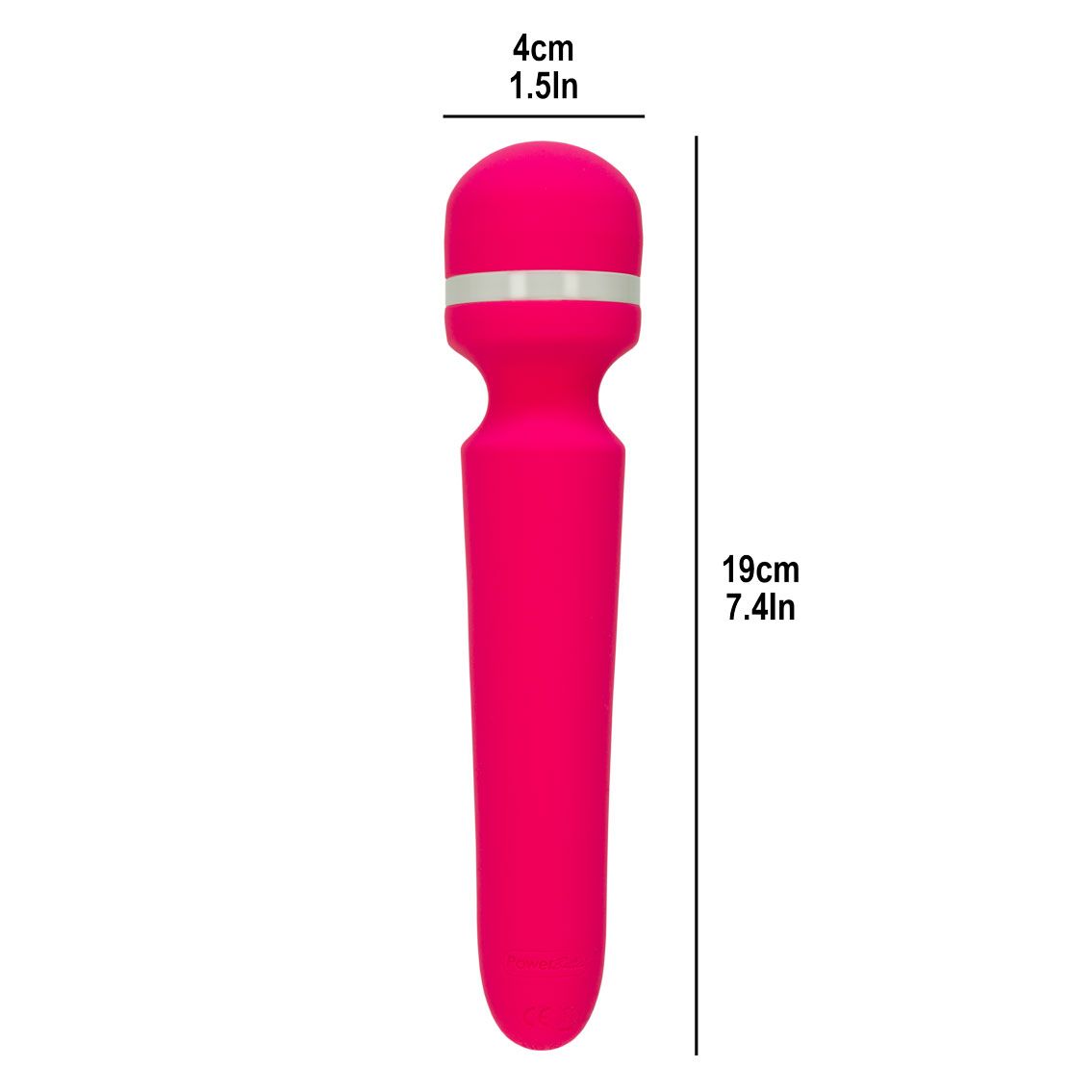 Pure Love Vibrating Massage Wand, Pink, Product Measurements