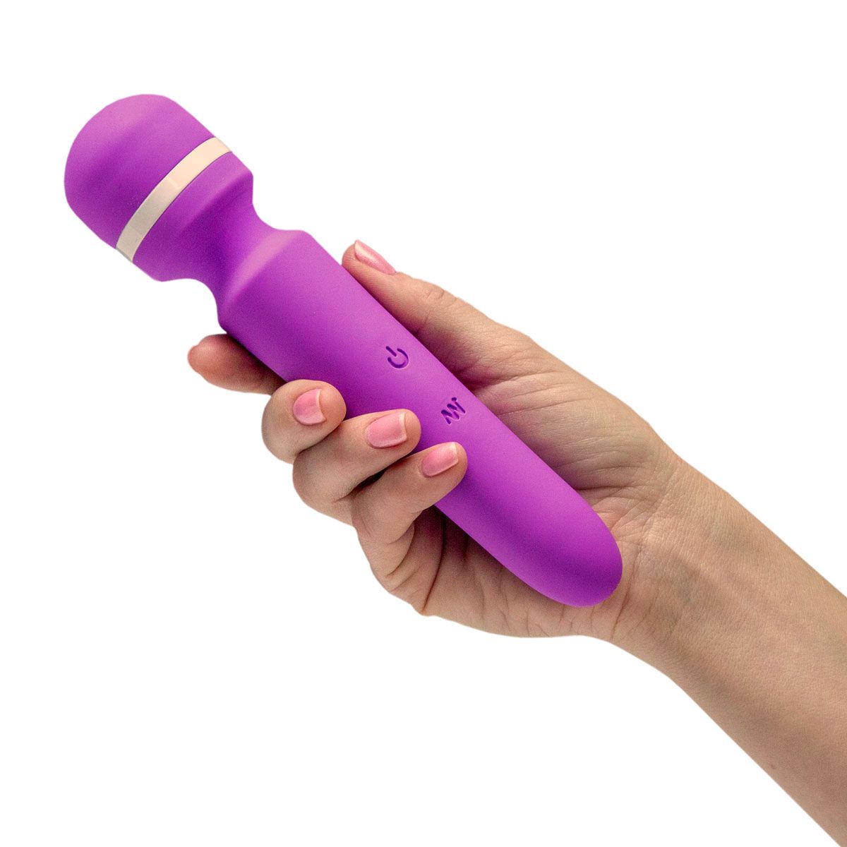 Pure Love Vibrating Massage Wand, Purple, Massage Wand in Hand