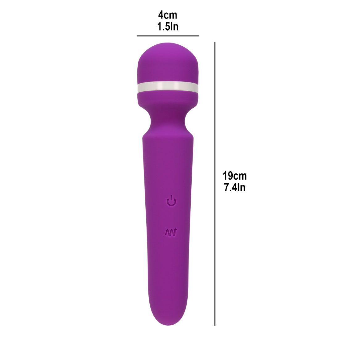 Pure Love Vibrating Massage Wand, Purple, Product Measurements