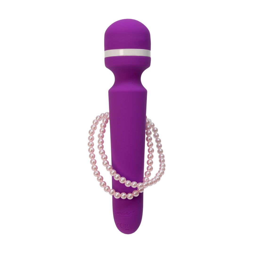 Pure Love Vibrating Massage Wand, Purple, Massage Wand with Pearl Decorations