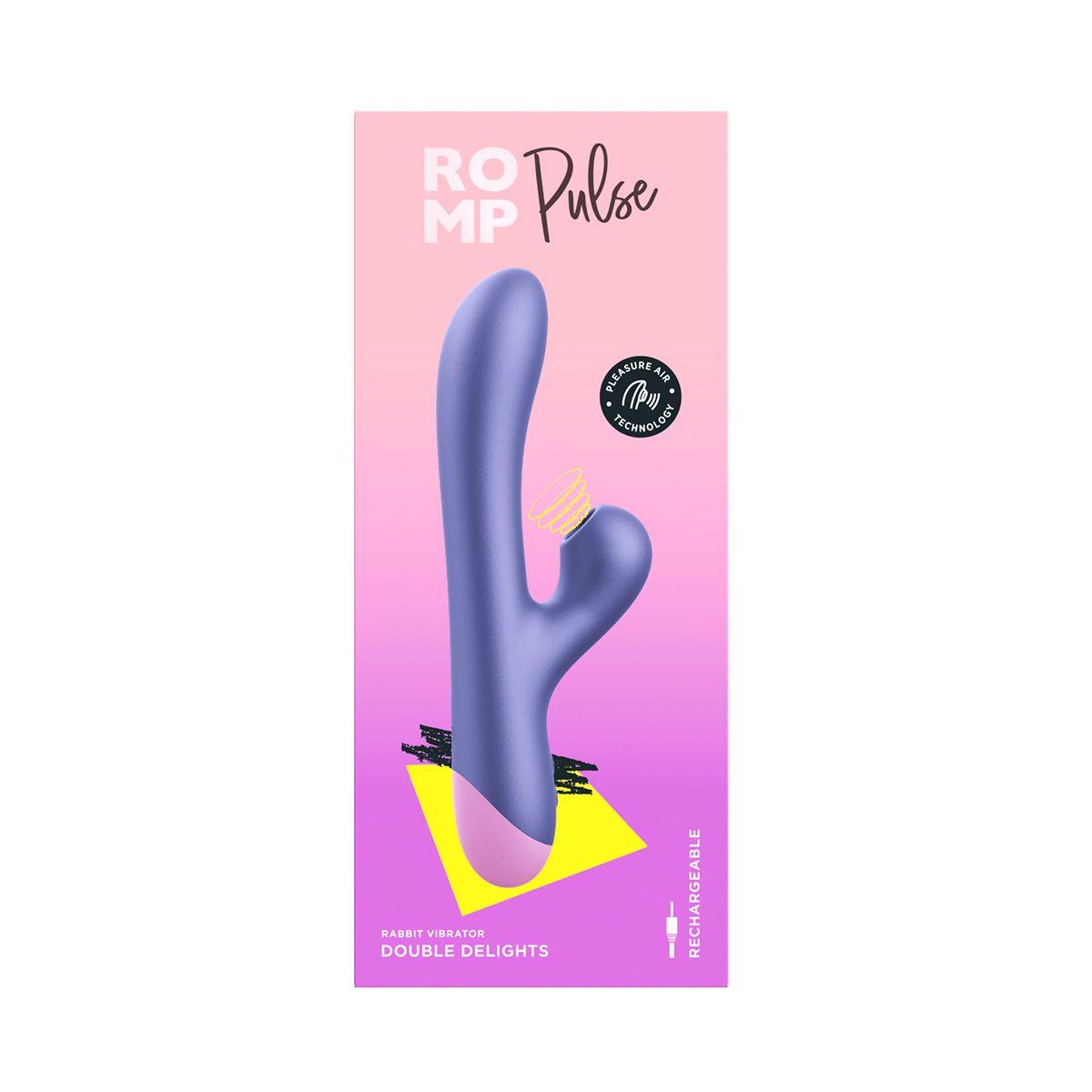 RompPulse Rabbit Vibrator, Product Box, Front View
