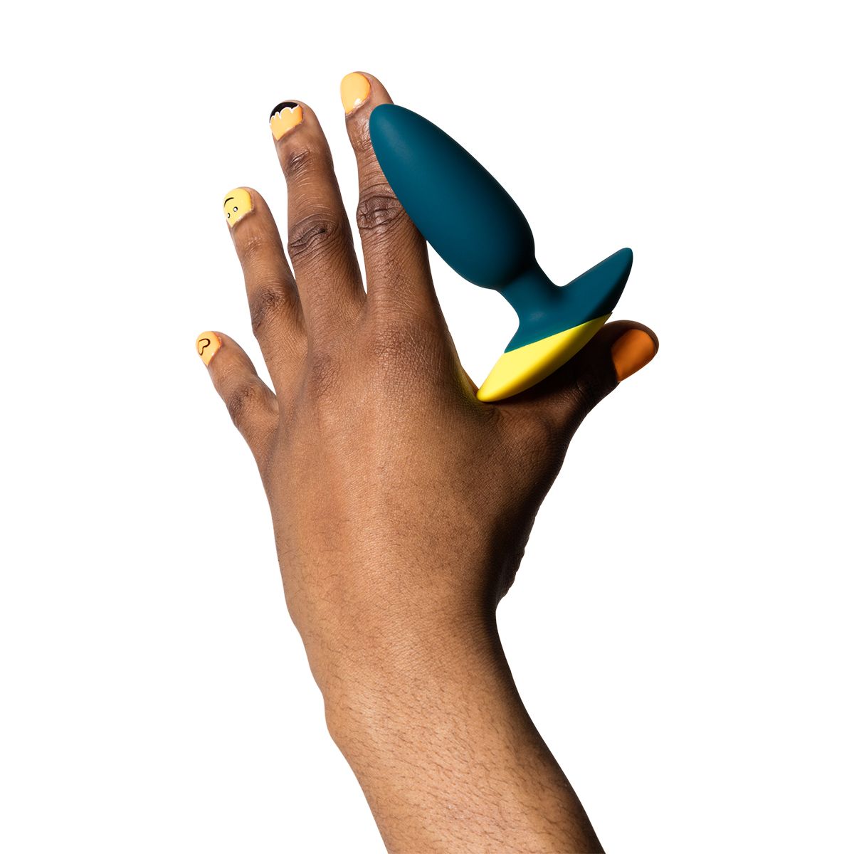 Romp Bass Vibrating Anal Plug, Product Balanced on Hand