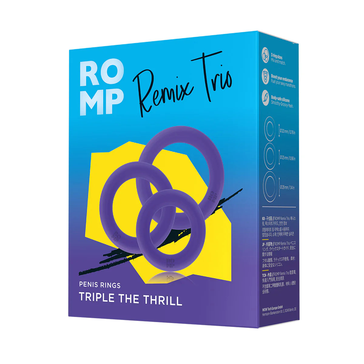 Romp Remix Trio Penis Rings, Product Box, Front