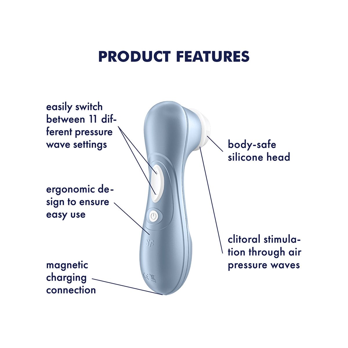 Satisfyer Pro 2 Generation 2 Air Pulse Stimulator in Blue, Product Features