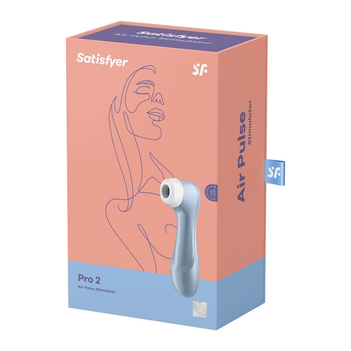 Satisfyer Pro 2 Generation 2 Air Pulse Stimulator, Product Box, Front Left Angle