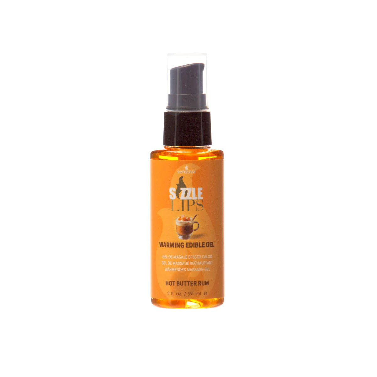Sensuva Sizzle Lips Warming Massage Gel (2oz), Hot Butter Rum, Product Image, Front