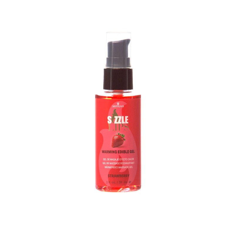 Sensuva Sizzle Lips Warming Massage Gel (2oz), Strawberry, Product Image, Front