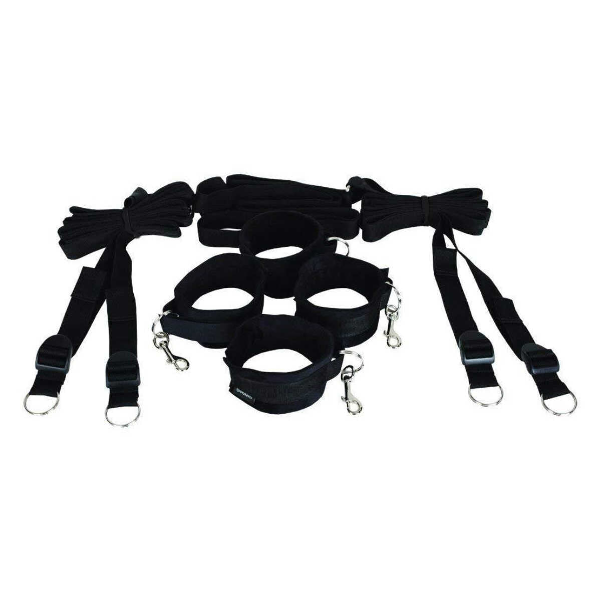 Sex & Mischief Bed Bondage Restraint Kit, Bundled and Organized 