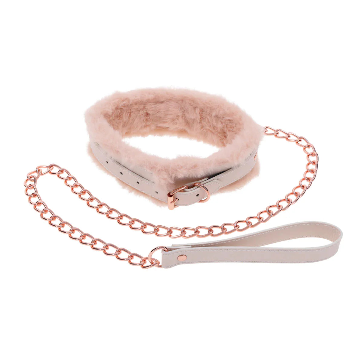 Sex & Mischief Peaches 'N Creame Fur Collar & Leash, Peach, Product Image, Front & Organized
