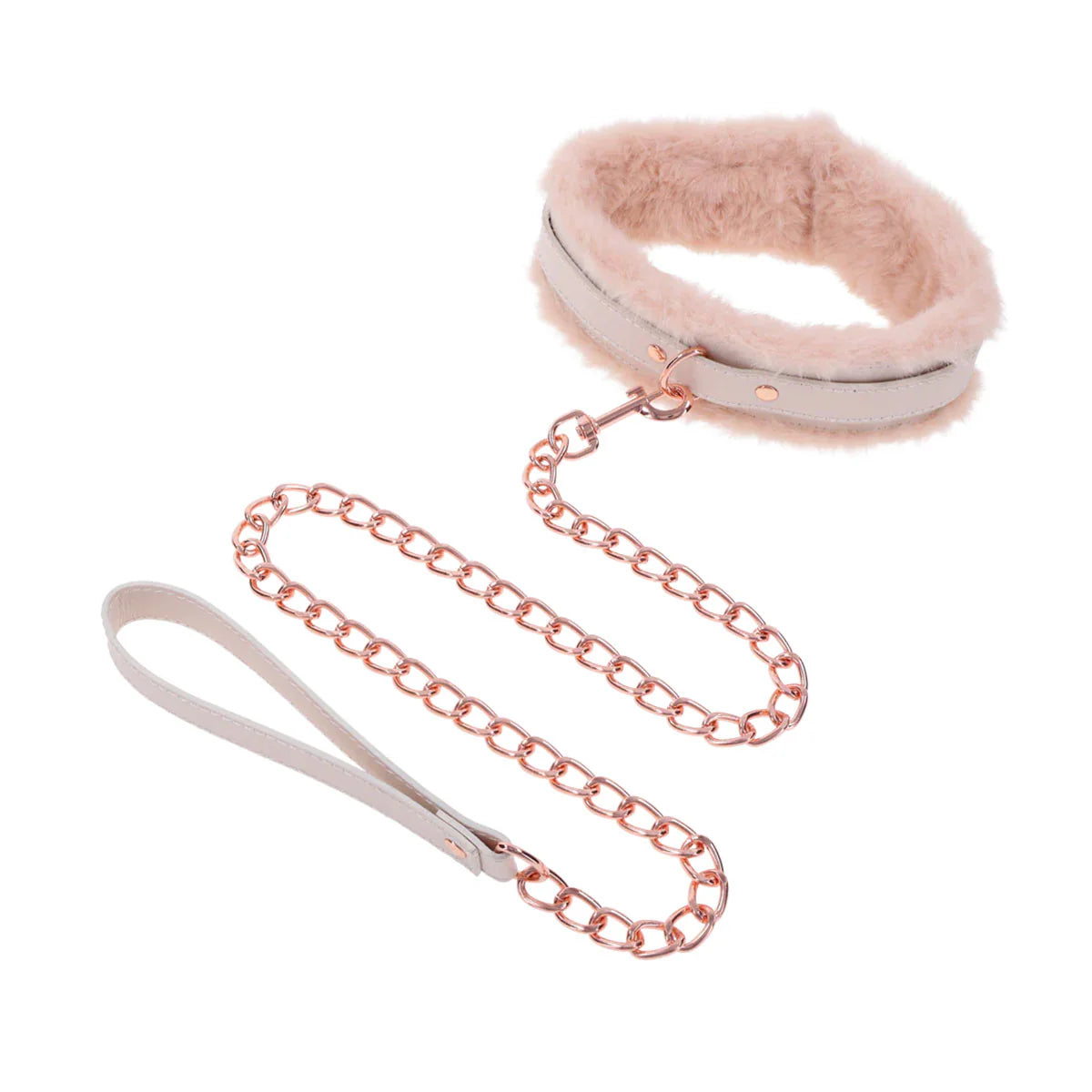 Sex & Mischief Peaches 'N Creame Fur Collar & Leash, Peach, Product Image, Leash Details