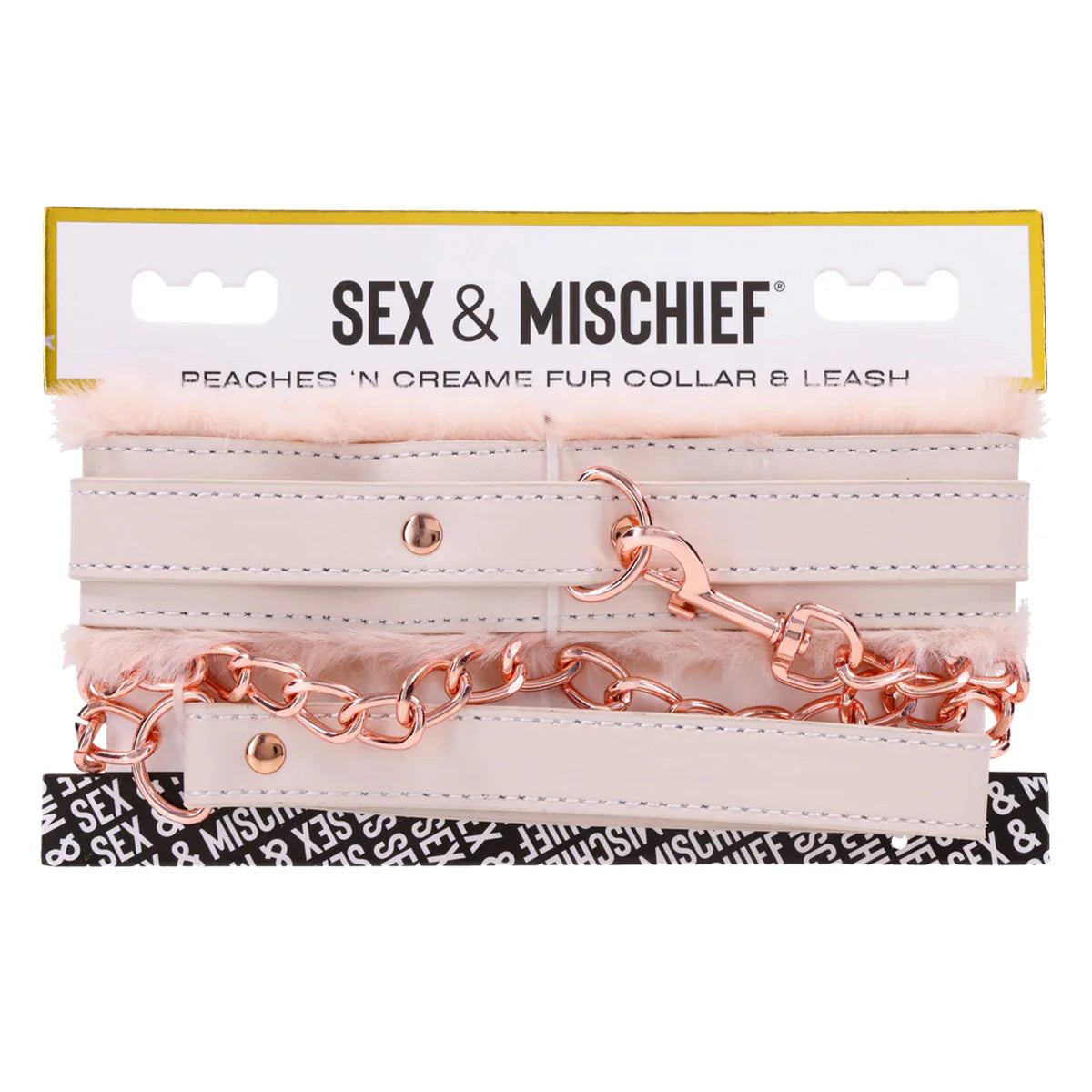 Sex & Mischief Peaches 'N Creame Fur Collar & Leash, Peach, Product Package