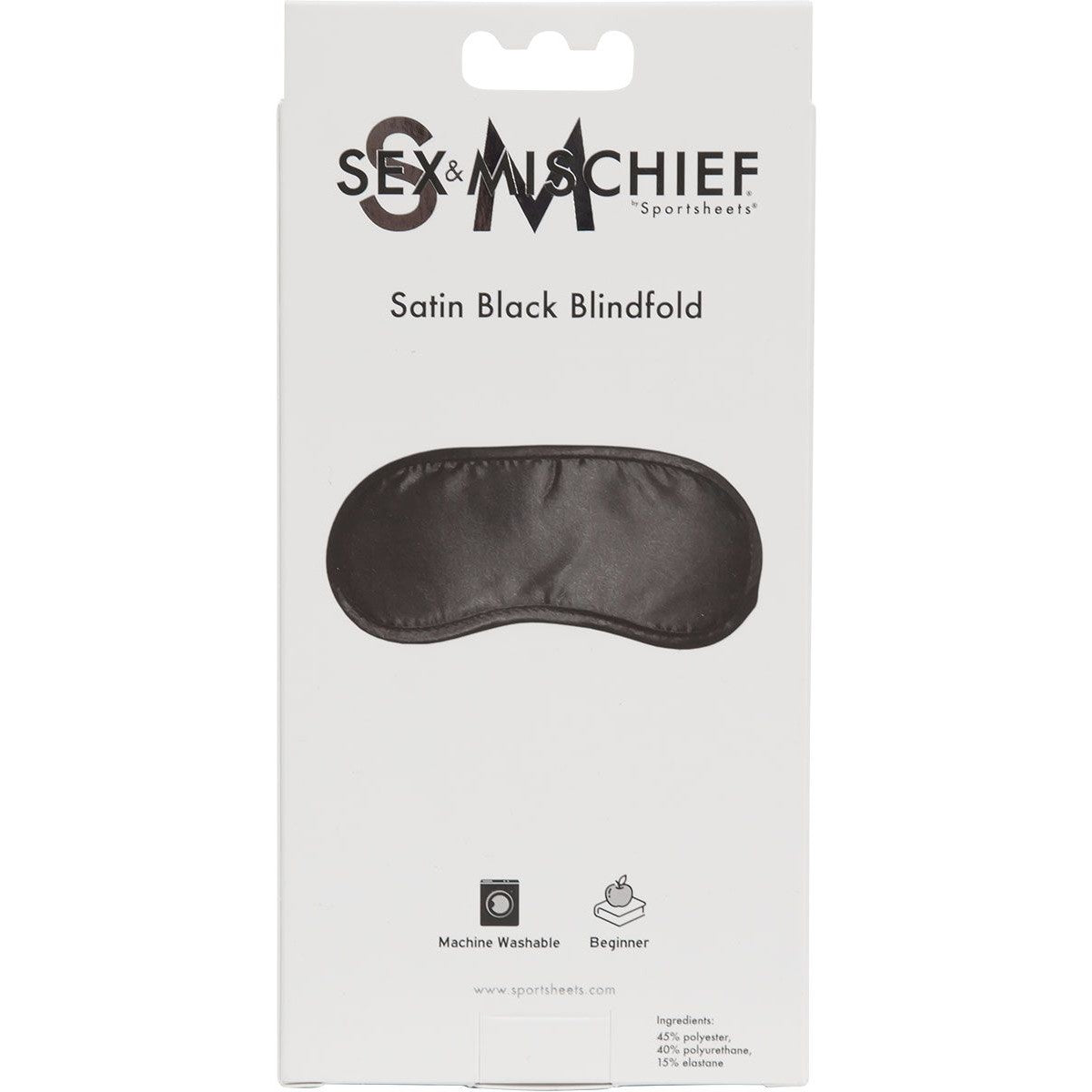 Sex & Mischief Satin Blindfold, Product Box, Back