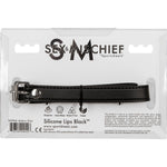 Sex & Mischief Silicone Lips Open Mouth Gag, Black, Product Package, Back