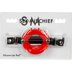 Sex & Mischief Silicone Lips Open Mouth Gag, Red, Product Package, Front