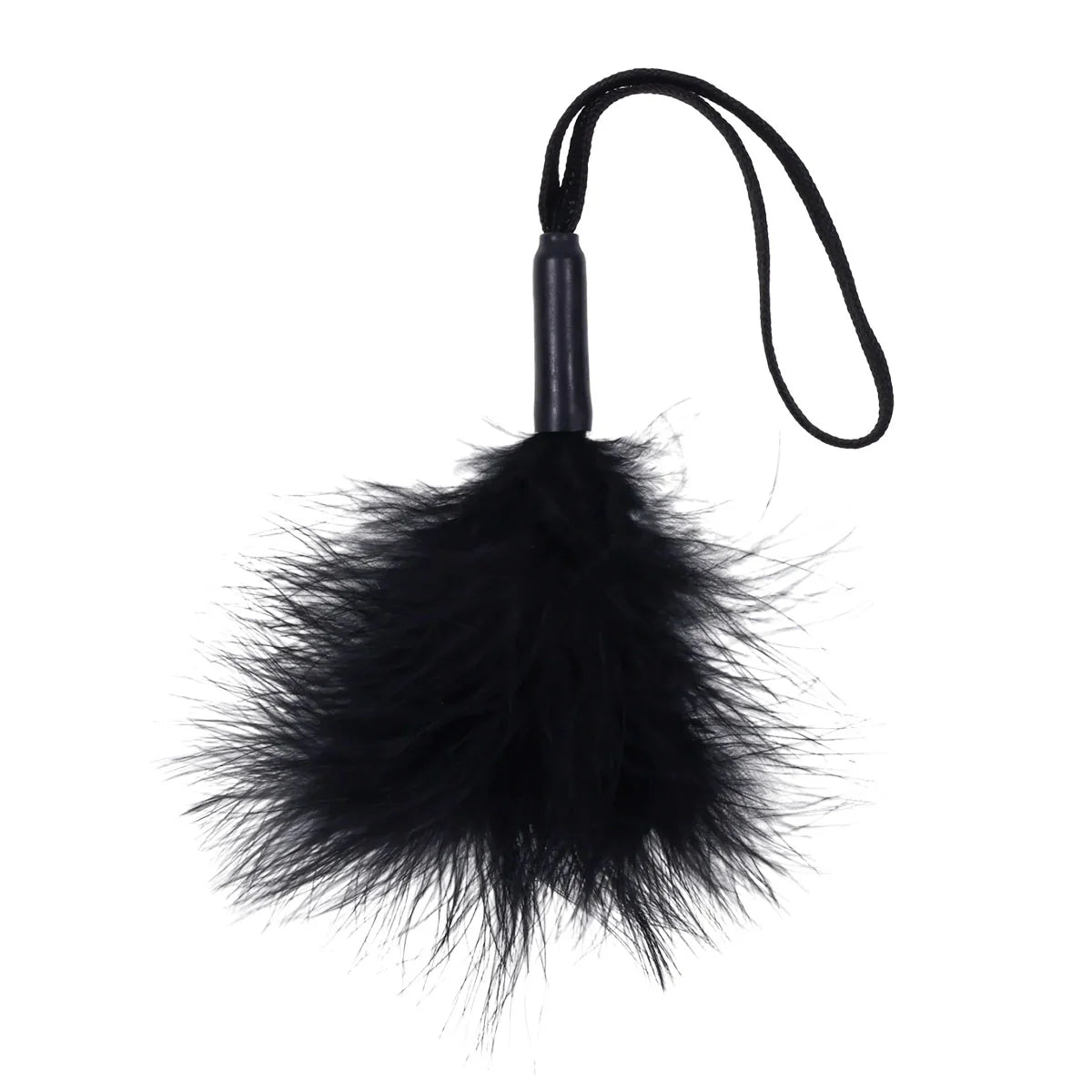 Sex & Mischief Wrist Feather Tickler, Black, Product Image, Bent Wrist Loop