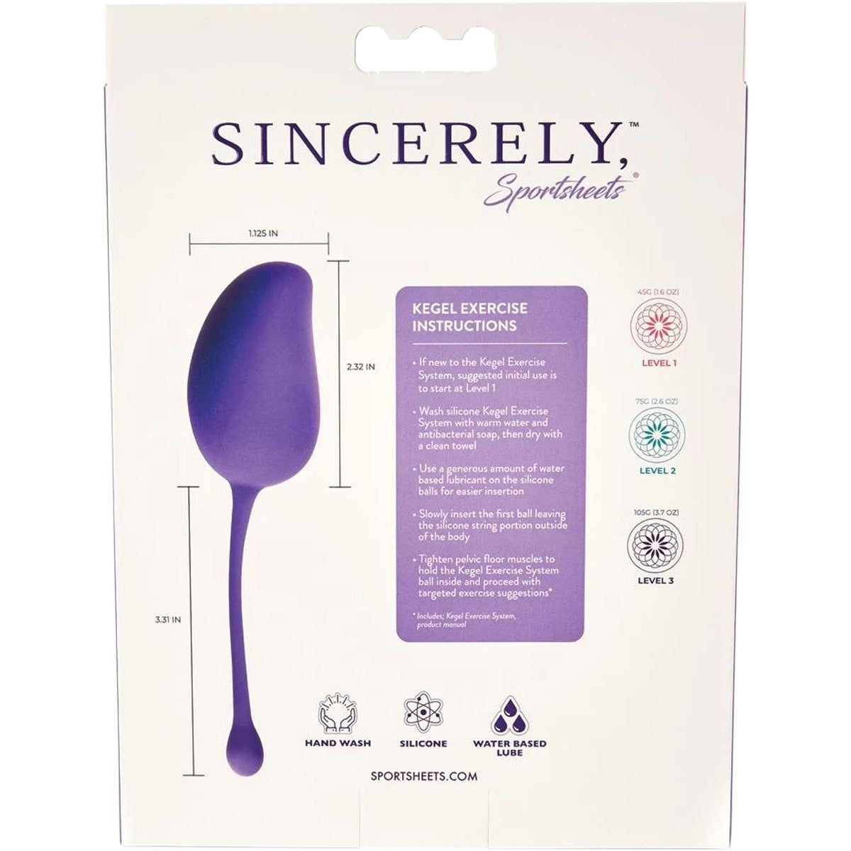 Sincerely Kegel Exercise System, Product Box, Back