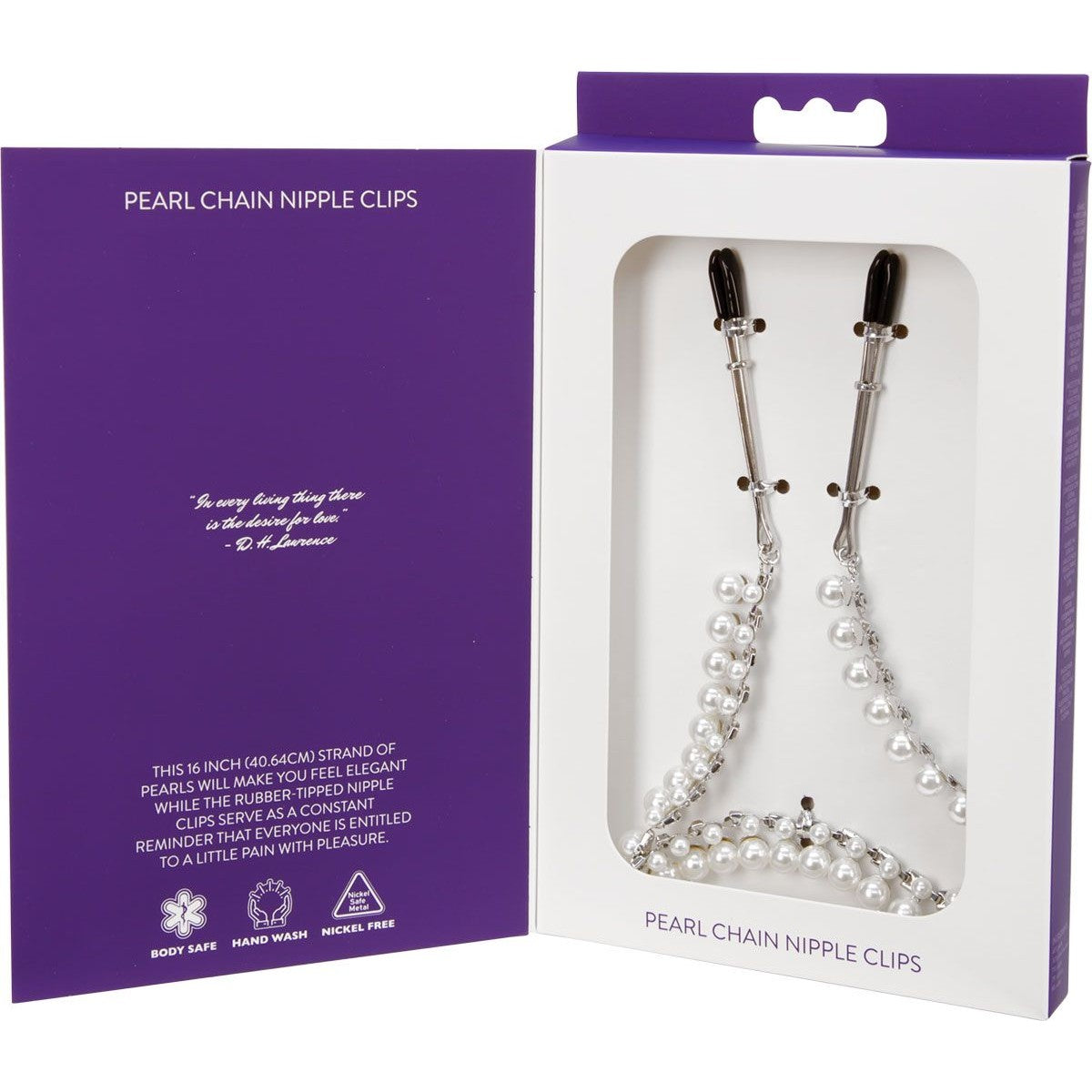 Sincerely Pearl Chain Nipple Clamps, Product Box Details